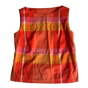 Louben Canada Women’s Size 8 Sleeveless Top Bold Plaid Cotton Blend Made in CA